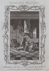 Edward I, while Prince of Wales killing the Assassin who wounded him with a poisoned Dagger, in the Holy Land