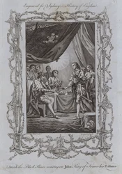 Edward the Black Prince waiting on John King of France his Prisoner