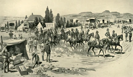 Lord Roberts and Staff Starting for a Reconnaissance from Headquarters at Smaldeel