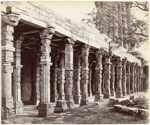 Colonnade with Ornaments at the Base of the Qutb Minar in Delhi
