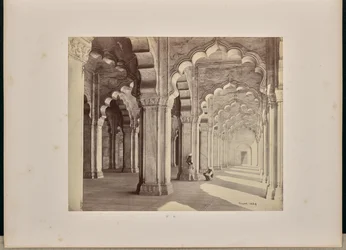 Agra; Interior of the Moti Masjid, Showing the Marble Saracenic Arches and Pillars
