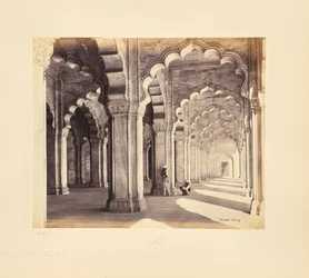 Agra; Interior of the Moti Masjid, Showing the Marble Saracenic Arches and Pillars
