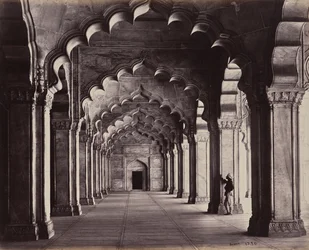 Agra. The Moti Masjid, the Pearl Mosque. View of the Entire Aisle