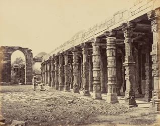 Delhi; Colonnade of Hindu Pillars at the Qutb Minar, North Side