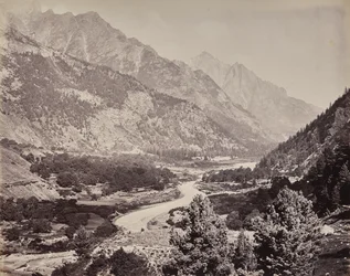 The Upper Himalayas. View in the Buspa Valley from Sangla