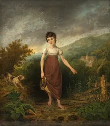 A Girl Crossing a Stream