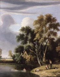 Boys Bathing in a Stream