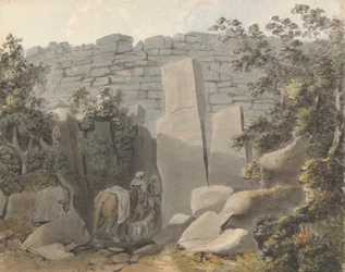 Native and Horseman by a Ruin