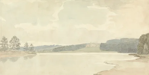 River Scene with a Country House in Distance