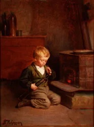 Boy Lighting a Pipe