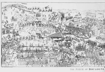 The Siege of Boulogne by King Henry VIII in 1544, engraved by James Basire, 1788