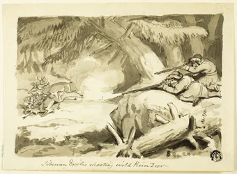 Siberian Exiles Shooting Wild Reindeer (recto); Shell (verso)