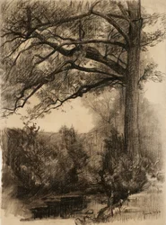 Landscape with large tree