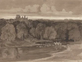 Two Riders Fording a River