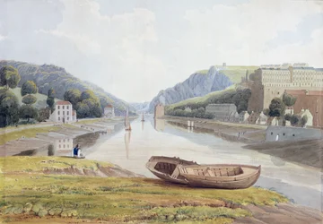 View down the Avon with Hotwells and Clifton, c.1825