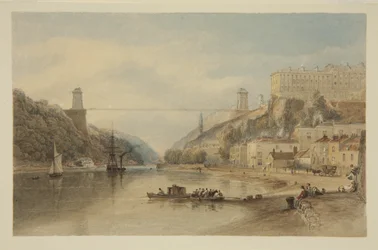 View on the Avon at Hotwells: The Proposed Suspension Bridge, c.1836