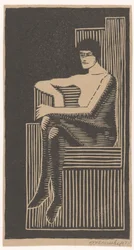 Seated Nude in Geometric Chair