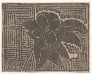 Camelia (Black; Surrounded by a Maze-like Pattern)