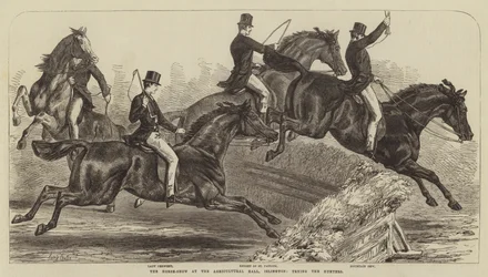 The Horse-Show at the Agricultural Hall, Islington, Trying the Hunters