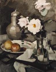 Pink Roses in a Glass Vase