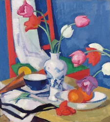 Red Chair and Tulips