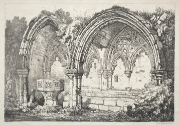 A Series of Ancient Buildings and Rural Cottages in the North of England: Part of Kirkham Abbey, 182