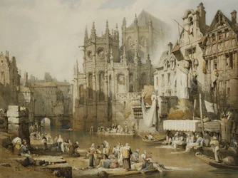 Figures on the River Banks at St. Etienne, Caen
