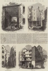 Old Houses About to be Demolished for the New Courts of Law