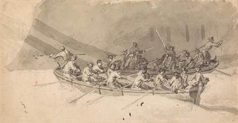 Two Boats with Crews, Study for The Royal William at Sea