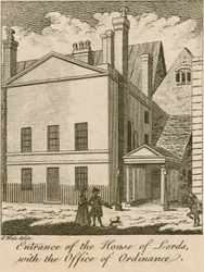 Entrance of the House of Lords with the Office of Ordinance, Westminster