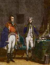 A meeting between Major-General Sir Arthur Wellesley (Duke of Wellington) and Vice-Admiral Horatio Nelson, September 1805, engraved by Samuel William Reynolds (1794-1872) after John Prescott Knight (1803-1881)