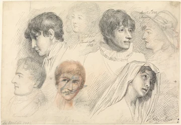 Portrait Studies of Actors including Mary Wells as Cowslip, John Kemble, Edmund Kean, and Sarah Siddons as Hermione
