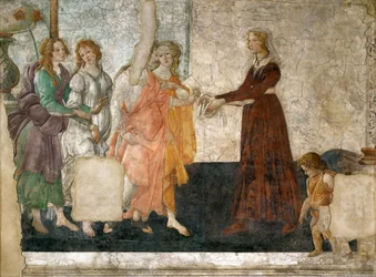 Venus and the Three Graces offering presents to a young girl