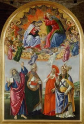 Coronation of Mary with Four Saints