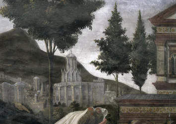 The Purification of the Leper and the Temptation of Christ (detail of an imaginary city in a landscape)