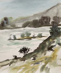 Muted Watercolor Landscape