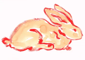 Orange Watercolor Rabbit