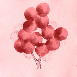 Red Watercolor Tree