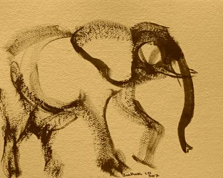 Sepia Elephant Gesture