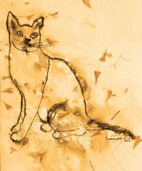 Thoughtful Sepia Cat