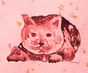 Whimsical Pink Cat