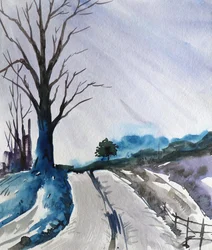 Winding Snowy Road