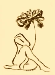 Woman And Lotus Bloom