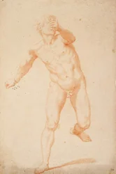 Running Youth Looking Backwards Over His Left Shoulder