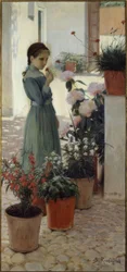 Flowers. The Girl with the Carnation