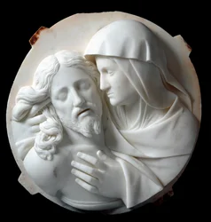 Pieta Marble Sculpture by Santo Varni (1807-1885) 1863-1870. From the collection of Prince Odon di Savoia. Genoa, Galleria d