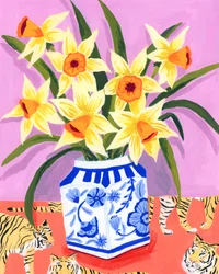 Vibrant Daffodils and Tigers