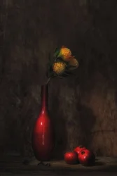 Red Vase Floral Still Life