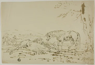 Landscape with Horses in Foreground