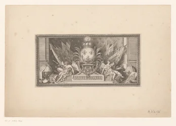 Vignette with Globe and Coat of Arms of France